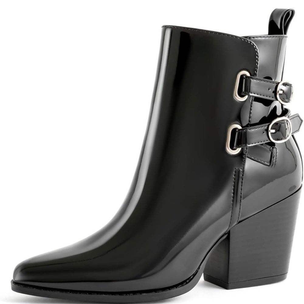 Black Ankle Boots with Buckle Detail